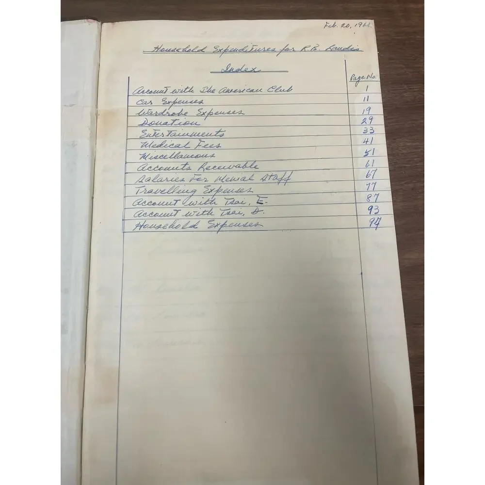 1960-61 Hong Kong Expat Household Expense Ledger Handwritten American Club